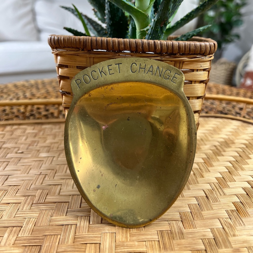 MCM DECOR Vintage Brass Pocket Change Tray